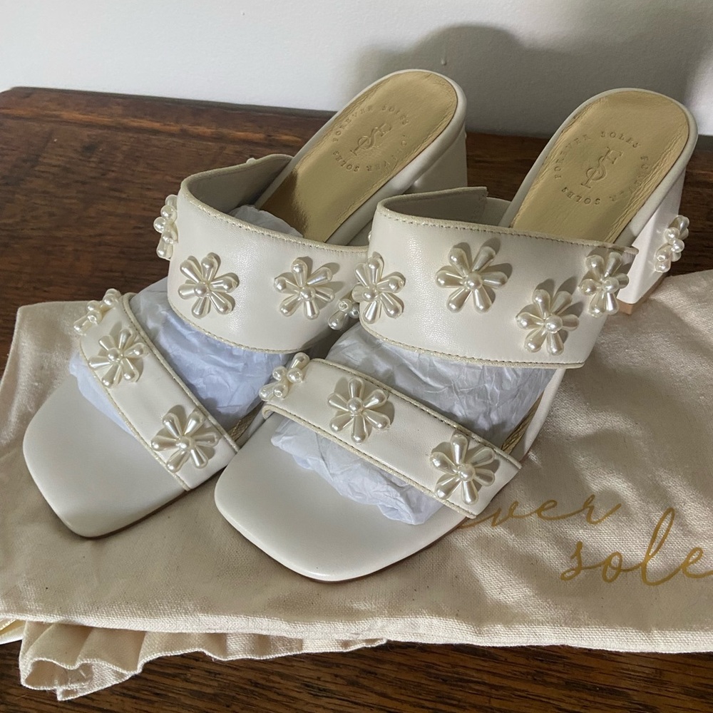 Chic Cream Floral Embellished Women's Heels